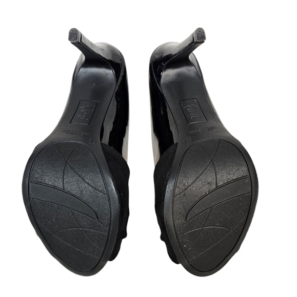 Fioni Black Kutzie Patent Leather & Faux Suede Stiletto Heels Size 8.5 Women's‎ - Picture 11 of 16